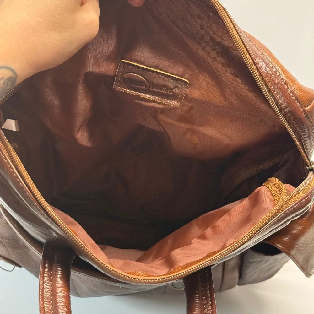 AmeriLeather Three Way Leather Backpack Brown Travel Carry On Crossbody Rucksack